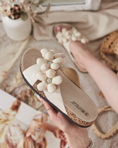 Royalfashion Papuci cu curea pentru femei Polidda Flower Strap