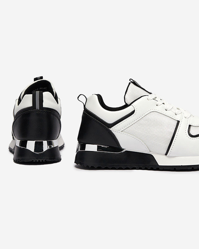 Încălțăminte de sport albă pentru femei, cu inserții de rubin negru - Încălțăminte