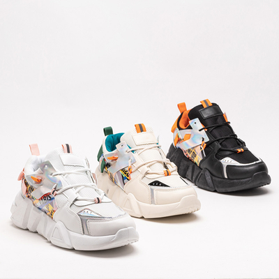 Pantofi sport de dama bej cu insertii colorate Deroni - Incaltaminte