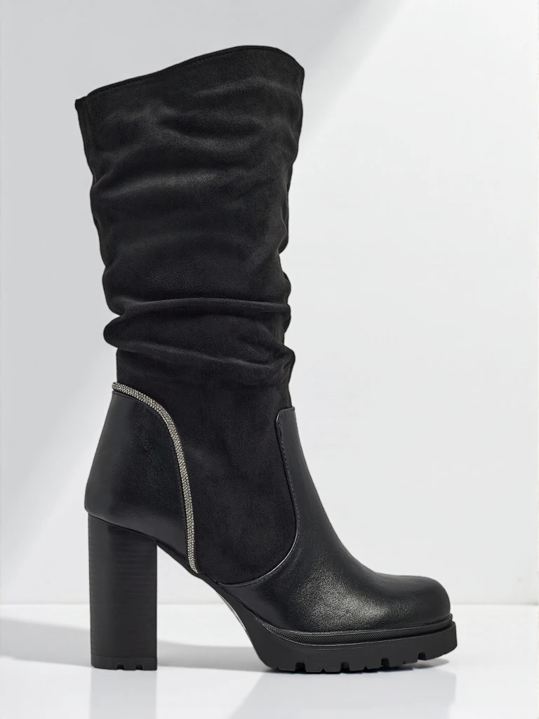 Botine de damă ecologice din piele întoarsă cu partea superioară încrețită Elyndra