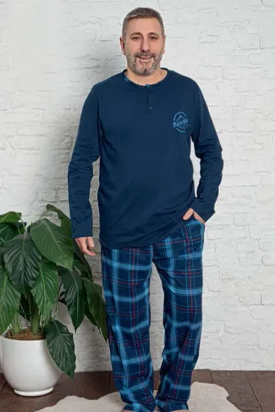Pijamale bărbătești din bumbac cu carouri PLUS SIZE