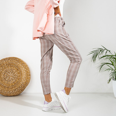Pantaloni damier 7/8 damă maro - Îmbrăcăminte