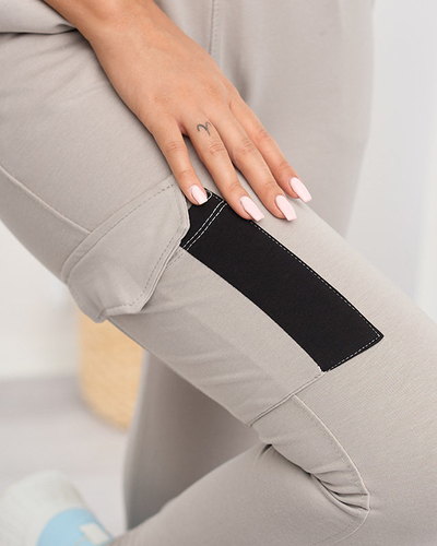 Pantaloni de sport din bumbac gri pentru damă - Îmbrăcăminte