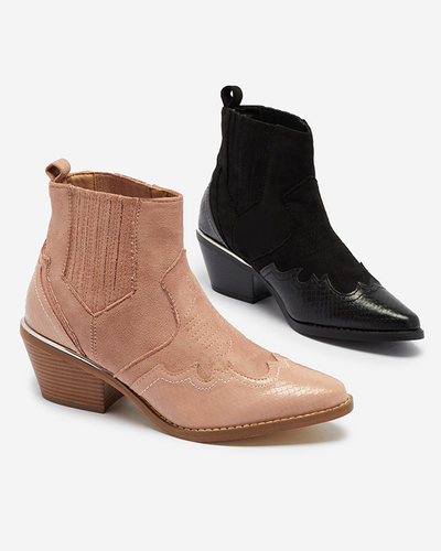 Cizme de cowboy de piele ecologică neagră pe stâlp joasă Zirras - Încălțăminte