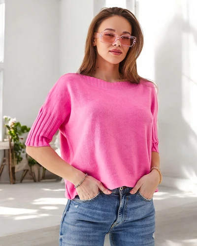 Royalfashion Pulover din viscoză pentru femei cu mâneci scurte