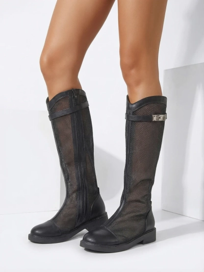 Royalfashion Botine de damă înalte perforate Ovittole