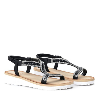 Czarne sandały na platformie z cyrkoniami Slevian - Obuwie