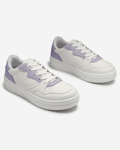 Pantofi sport de damă albi cu inserții mov Tercua- Footwear