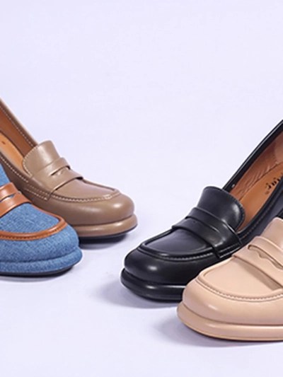 Mocasi de damă Royalfashion din denim pe toc bloc Jozenas