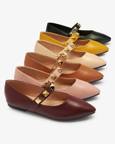 Balerini bej cu toc plat pentru femei, cu cuier Dejika - Încălțăminte