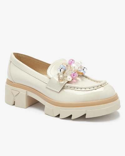 Mocasini bej lăcuit pentru femei Geloppa- Footwear