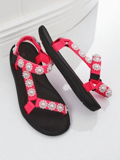 Sandale Livia Rosa – Sandale de damã Royalfashion confortabile cu ștrasuri perlate