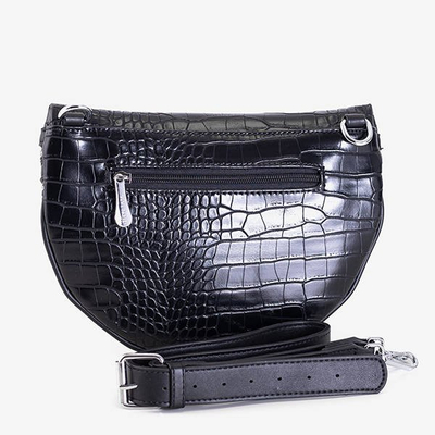 Geantă de rinichi mică, neagră, cu relief de animale - Genți de mână