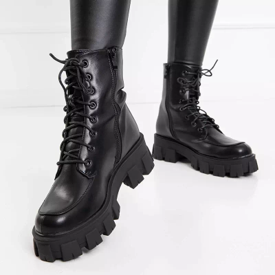 OUTLET Genti dama negre cu toc plat Sinila - Incaltaminte