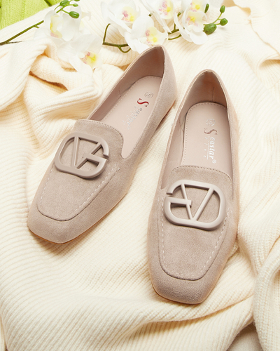 Mocasini de damă maro deschis cu ornament în asortare Jeterika - Încălțăminte