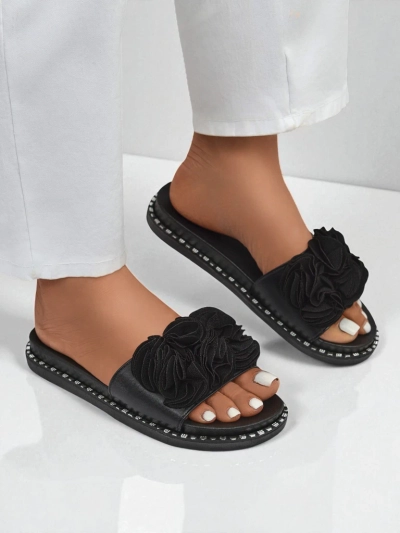 Royalfashion Papuci de damă cu talpă plată Flora Verde