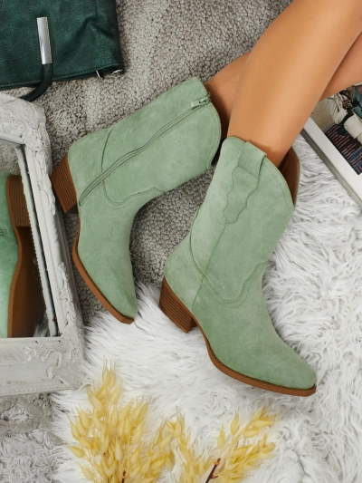 Botine cowboy de damă din piele ecologică întoarsă SpireHush