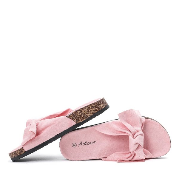 OUTLET Papuci roz cu fundita Montiana - Pantofi