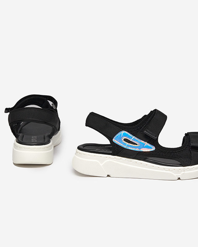 OUTLET Sandale de damă din țesătură neagră cu inserție holografică Lofal-Footwear