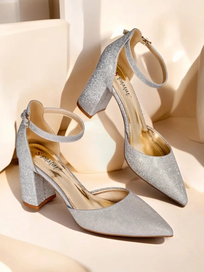 Royalfashion Pantofi cu toc strălucitor pentru femei Noratt
