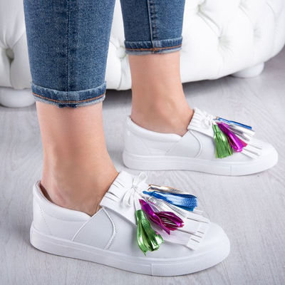 Adidași de sport albi cu franjuri Osederra - Încălțăminte