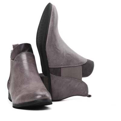 Szare sztyblety na płaskim obcasie Magdalena- Obuwie