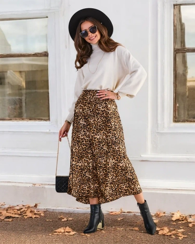 Fusta midi pentru femei Royalfashion cu imprimeu