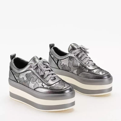 OUTLET Pantofi dama gri pe platforma Exira - Incaltaminte