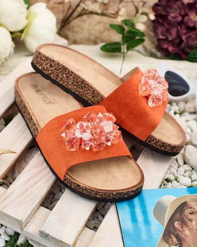 Royalfashion Șlapi de damă Villo cu pietre prețioase