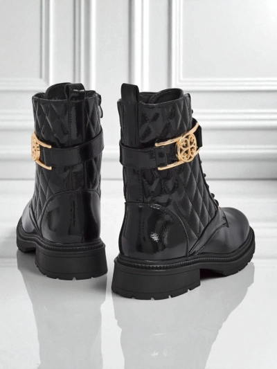 Rumowe pikowane botki damskie Opal Verge