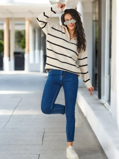 Royalfashion Jeans skinny pentru femei cu nasturi