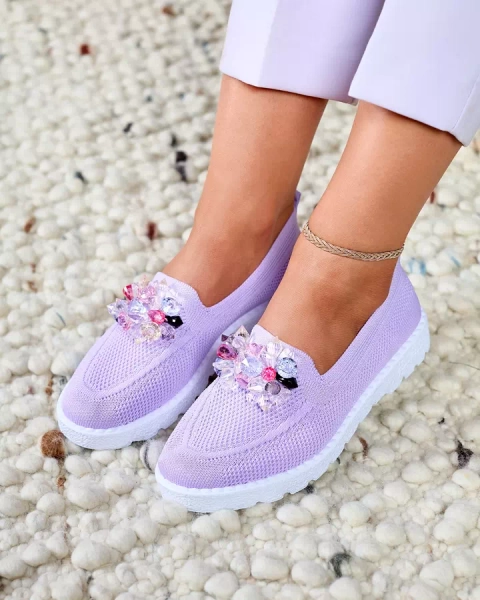 Royalfashion Pantofi de damă cu jumătate de alunecare împodobită violet Enweta