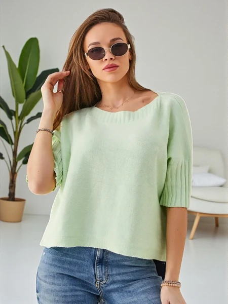 Pulover din viscoză pentru femei Royalfashion cu mâneci scurte