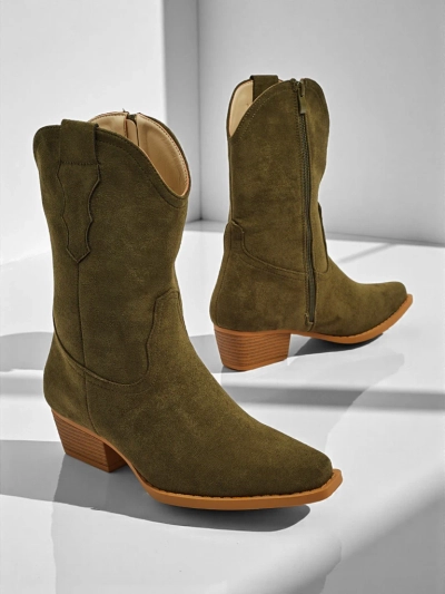Botine cowboy de damă din piele ecologică întoarsă SpireHush
