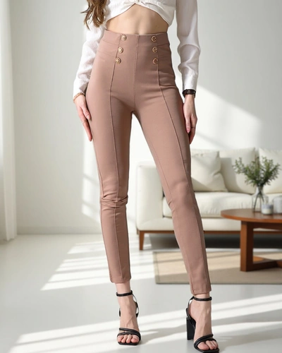 Tregginguri din bumbac pentru femei Royalfashion cu butoane decorative