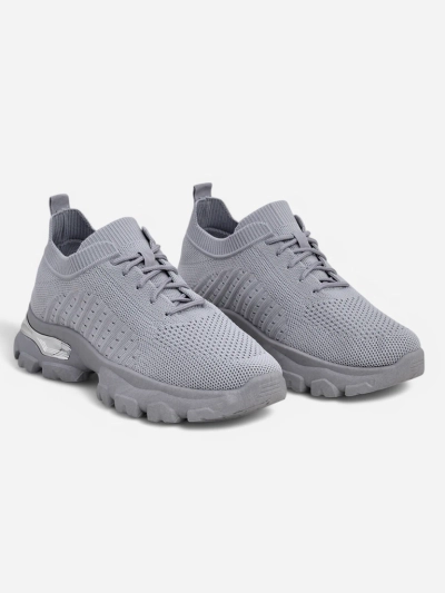 Women's Atenea Light Grey Fabric Sneakers on a 4.5 cm Flat Sole