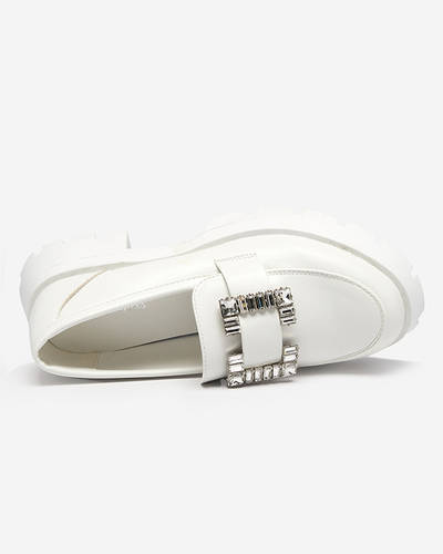 OUTLET Pantofi dama alb mat cu catarama Vusito argintie - Incaltaminte