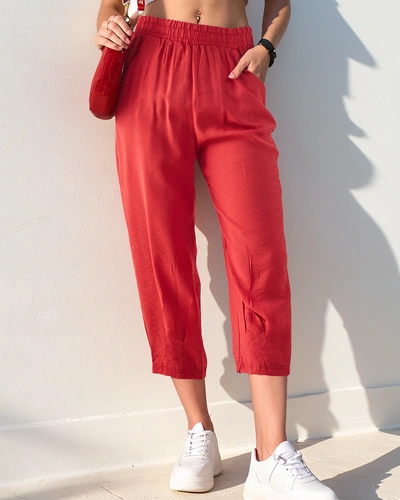 Pantaloni drepți pentru femei Royalfashion din țesătură 7/8