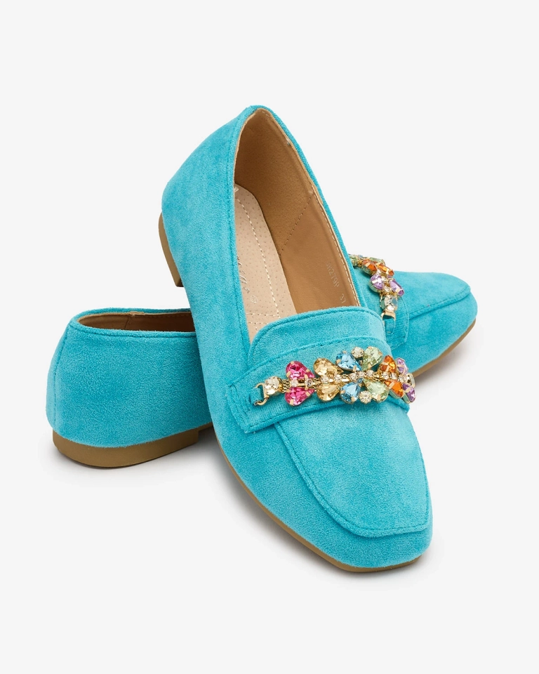 Royalfashion Mocasini pentru femei albastre cu cristale Olkeri