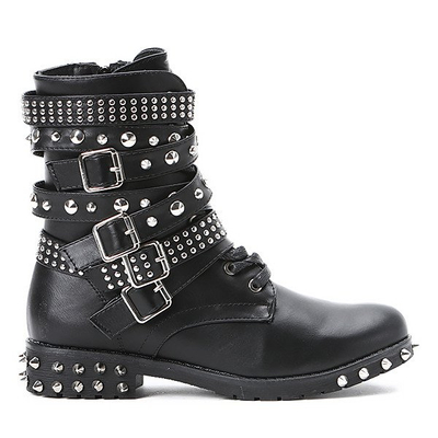 Czarne workery z ćwiekami Alex - Obuwie