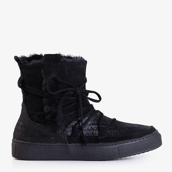Cizme de zăpadă negre pentru femei, cu blană Nosesi - Încălțăminte