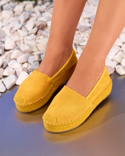 Espadrile de femei galbene pe platforma Alruna - Încălțăminte