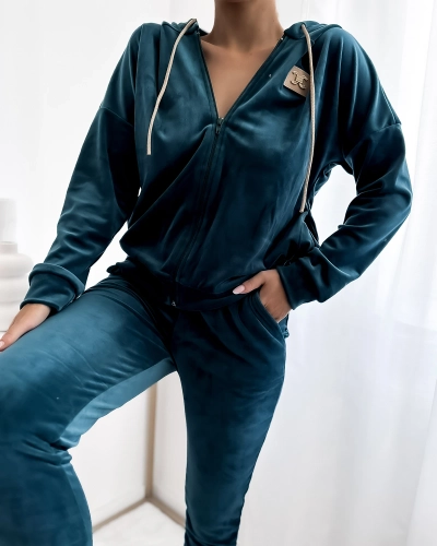Royalfashion Set de bluză turcoaz pentru femei cu petic