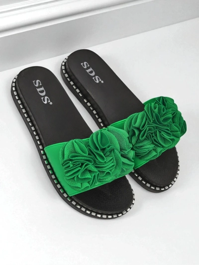 Royalfashion Papuci de damă cu talpă joasă Flora Verde
