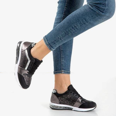OUTLET Adidași negri cu decor de piele de șarpe Obsesie - Încălțăminte