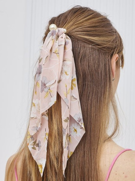 Royalfashion Elastic de păr cu fundă decorată cu floricele și perle Florennea