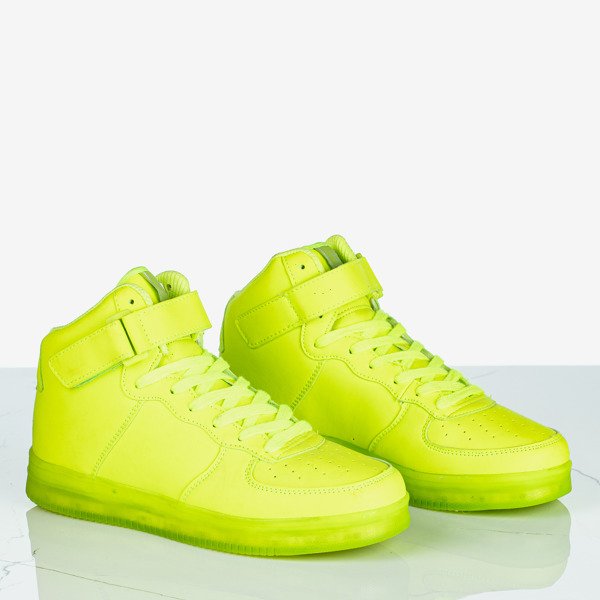 Zielone neonowe sportowe buty damskie świecące Led Love - Obuwie