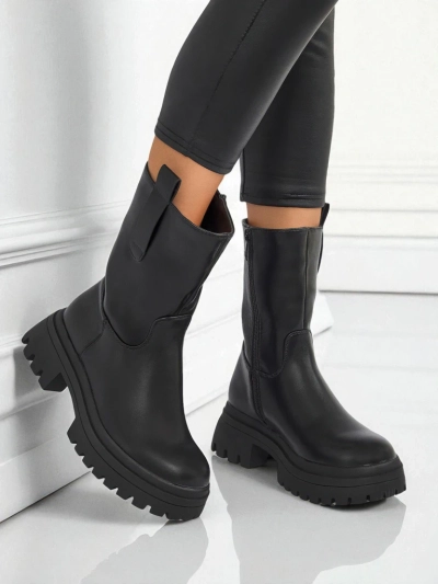 Wyższe botki damskie ze skóry ekologicznej Scarlet Mist