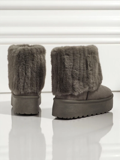 Ghete tip snowboots de damă cu blană artificială Irelle
