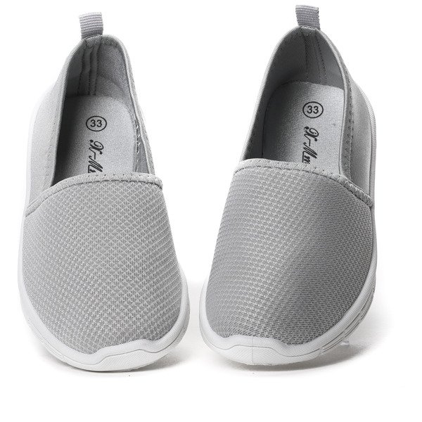 Dziecięce, szare slip on sportowe - Obuwie